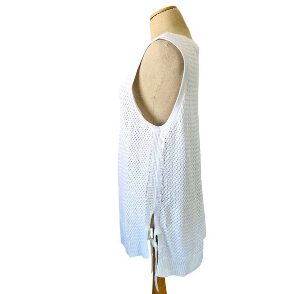 Tommy Bahama XL White Sleeveless Knit Tank Top Textured Design Side Ties - Picture 2 of 11